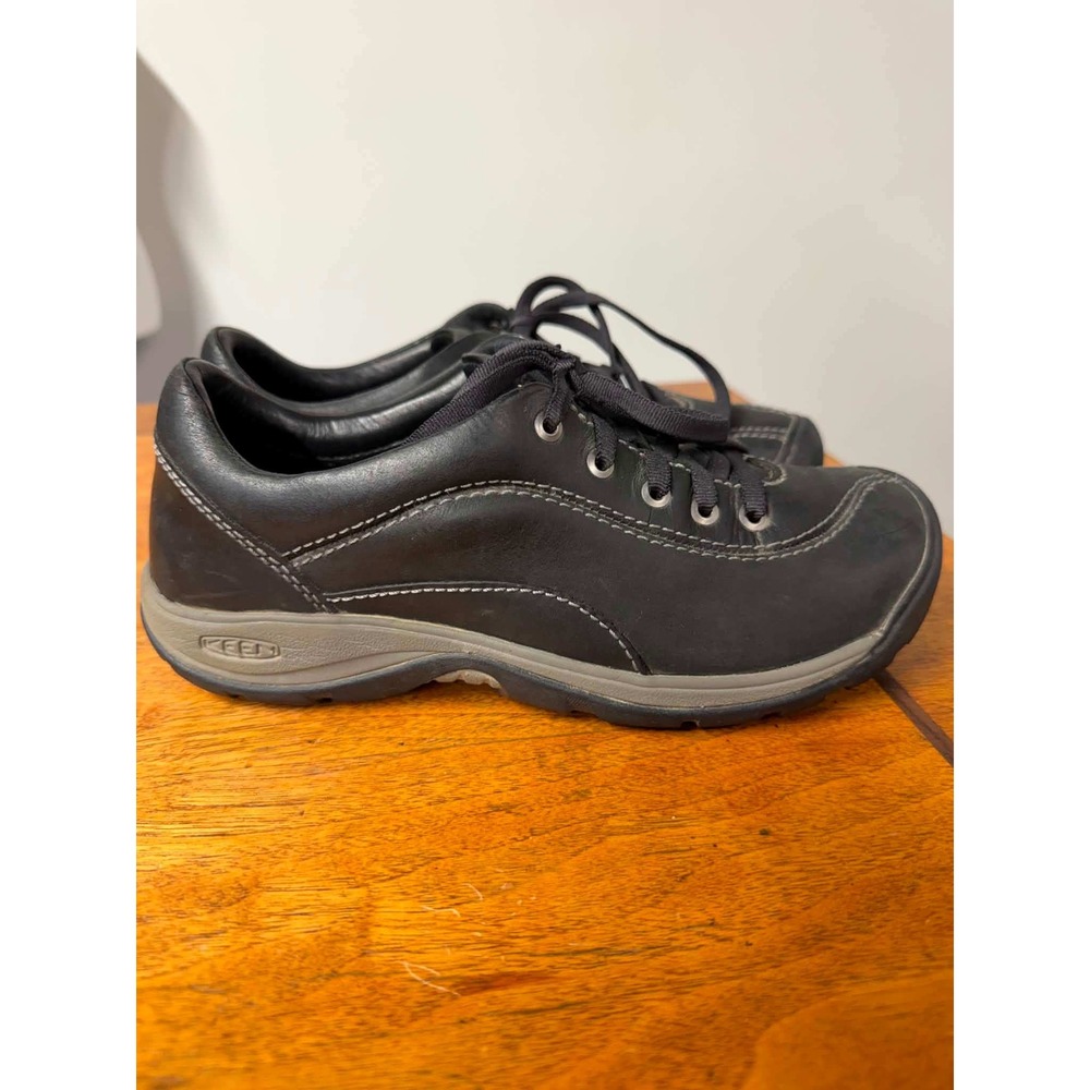 Keen Womens 6.5 Black Leather Presidio Walking Shoes Oxford Lace Up Casual